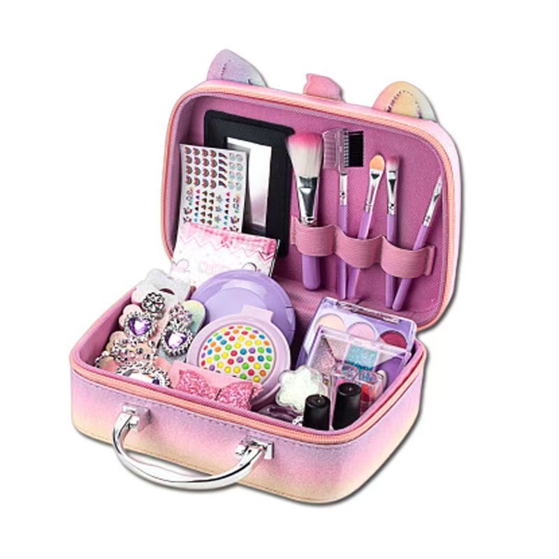 Amazon esquina de niños juguetes de maquillaje de color niñas bolsa de maquillaje de casa lavable set de lápiz labial sombra de ojos