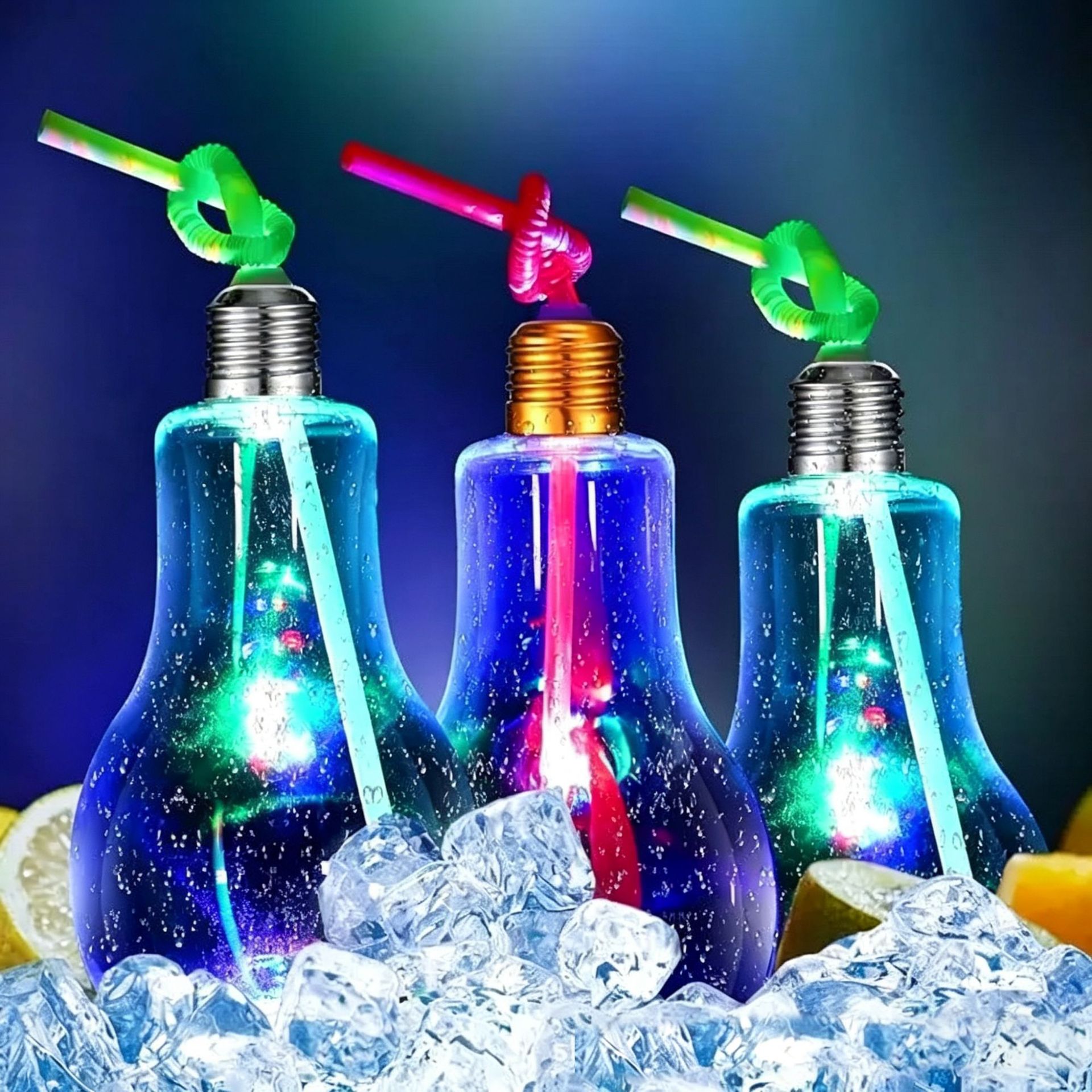 Amazon 500ml engrosado y transparente LED botella de bombilla de luz DIY botella de bebida PET image 3