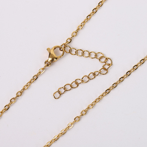 304 Titanium Steel Hammer Cross Chain, Flat O Chain Rose Gold Lockchain Titanium Steel Necklace DIY Pendant Accessory Matching Chain