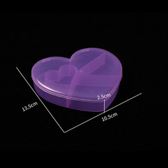 5-Compartment Gift Box Transparent Plastic Heart Love Storage Box Rubber Band Hair Accessories Jewelry Box Bead Divided Box Medicine Box