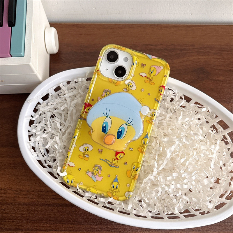 Dibujos animados lindos japoneses y coreanos pantalla completa patito amarillo adecuado para Apple 15/16promax creativo 14pro celebridad de Internet 15/16p