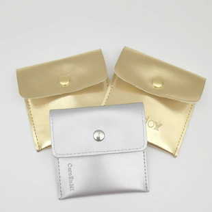 PU snap button clamshell bag card holder Necklace ring bracelet jewelry storage bag mini portable convenient printing LOGO