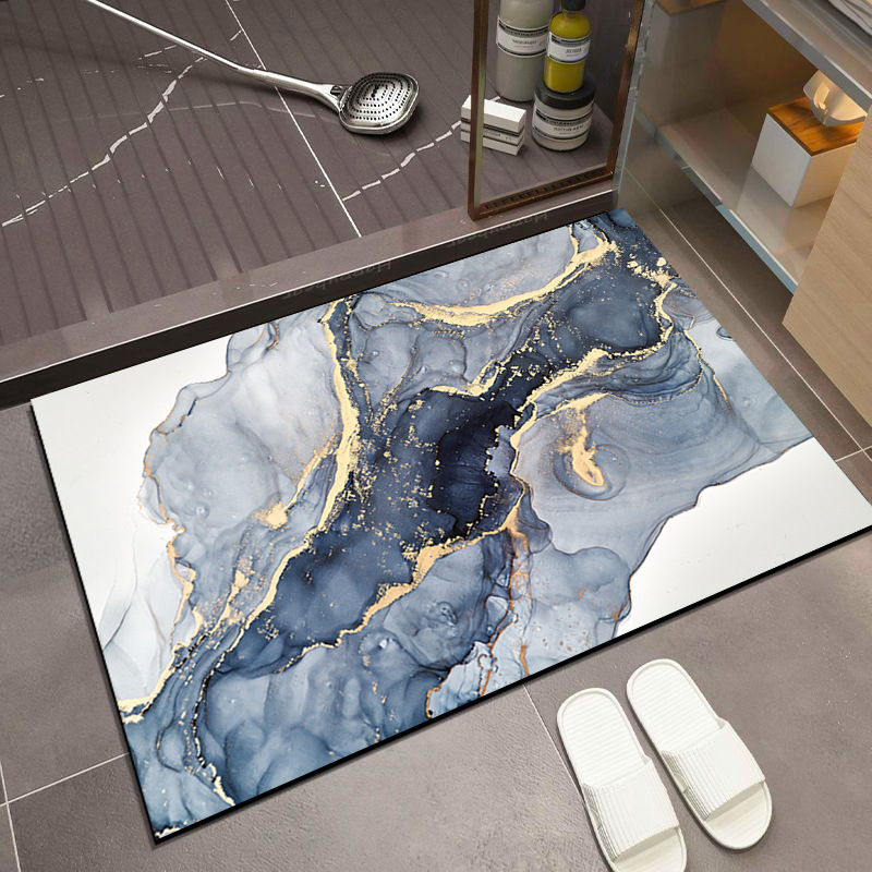 Light luxury diatom mud style bathroom absorbent floor mat bathroom door non-slip floor mat household stain-resistant toilet door mat
