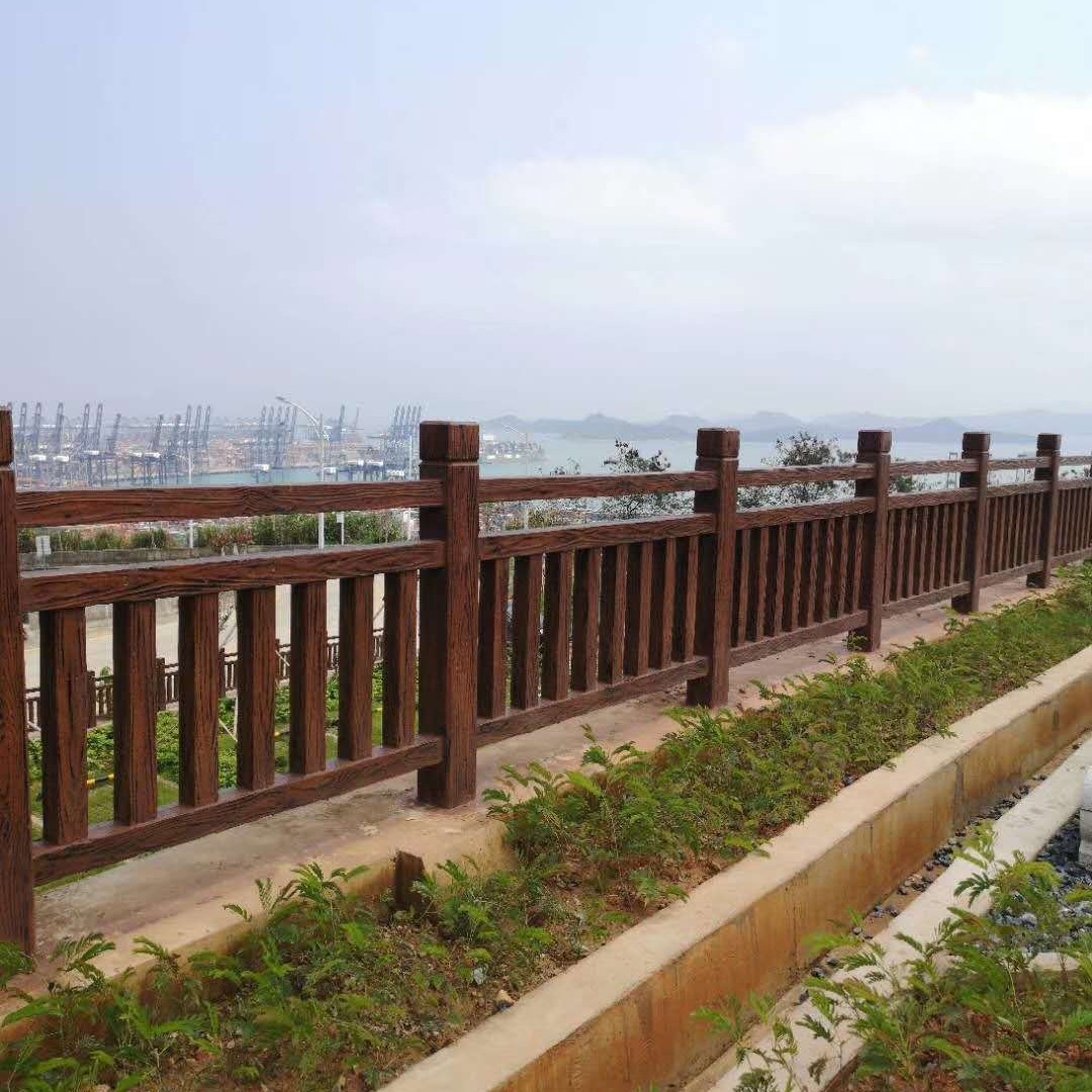 仿木栏杆 仿木护栏 河提园林混凝土仿木纹隔离栏 厂家直销