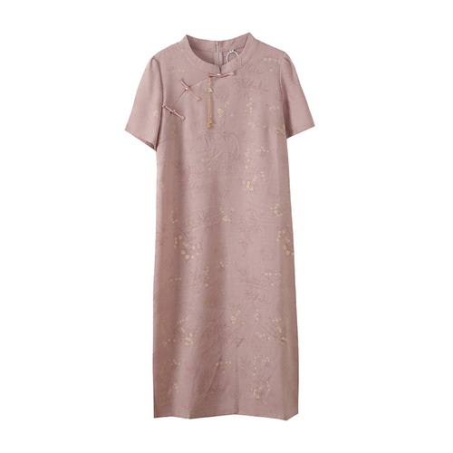 Inno Plus-Size Women's Wear: 2025 Summer New Chinese-Style Qipao Dress – Straight-Leg Design, Available in Four Colors, Model 253740