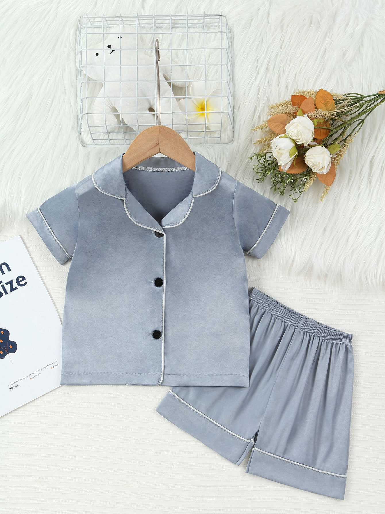 Barn pyjamas set med cartoon tryck kortärmad sommarkläder_voghion.com