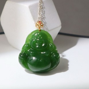 Jin Yutang Xinjiang Hetian Jade [Jasper Buddha Pendant] Bare Stone Size About 23.5/23/7 Natural Jasper