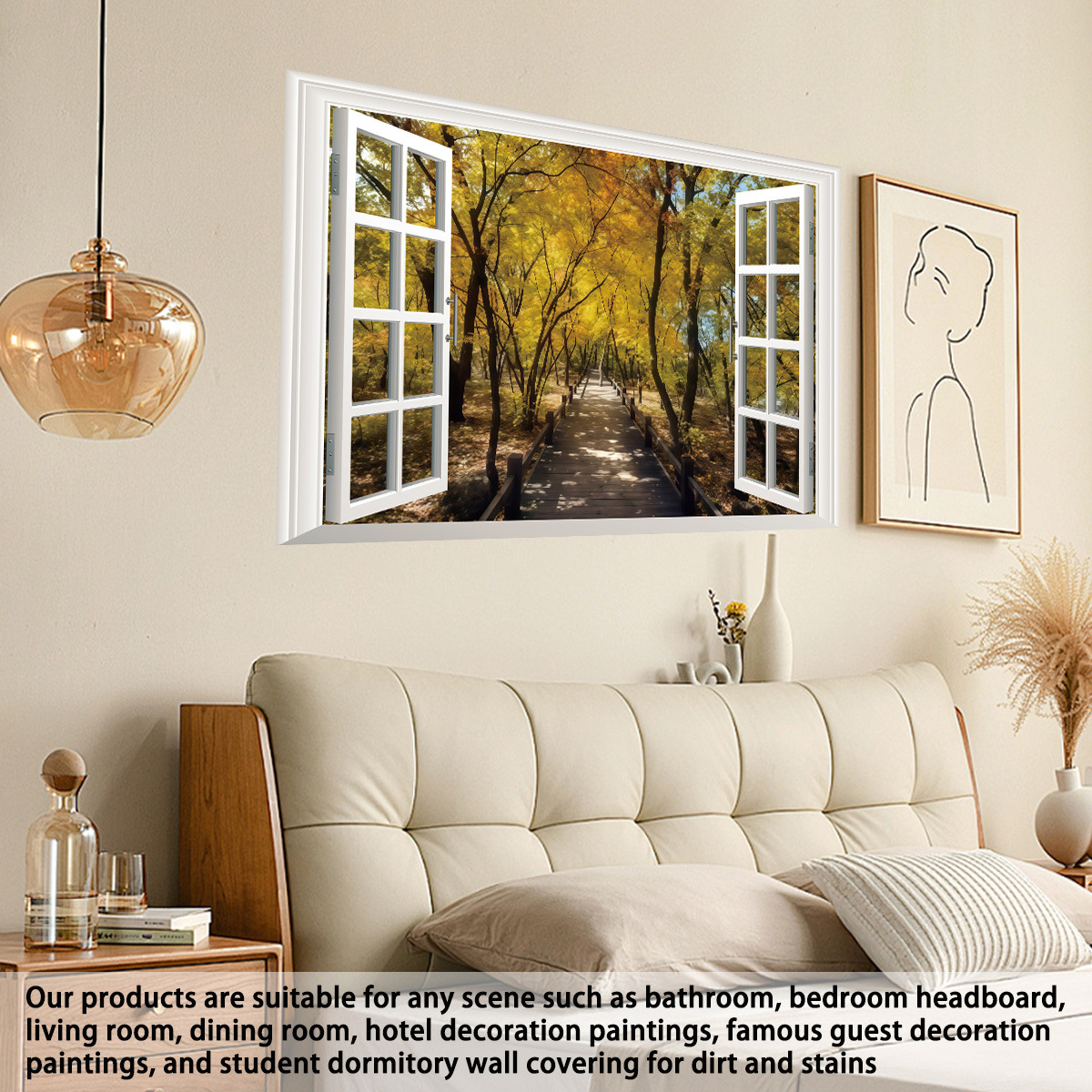 Decorazioni per la casa transfrontaliere Simulazione di sentieri nel bosco Rinnovo di pareti Finestra stereoscopica 3D Pittura di paesaggi_voghion.com