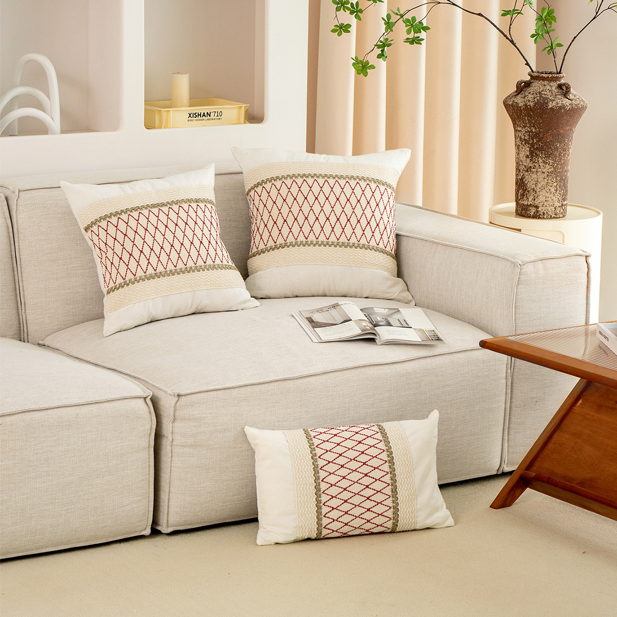 TEMU funda de almohada de imitación de lino transfronteriza sin núcleo 45x45 funda de sofá de oficina