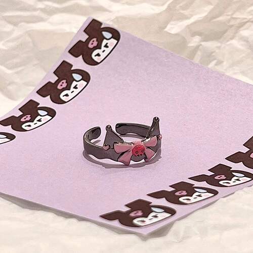 Kuromi Baku bestie ring female cp couple style simple couple ring cute girl style internet celebrity trend