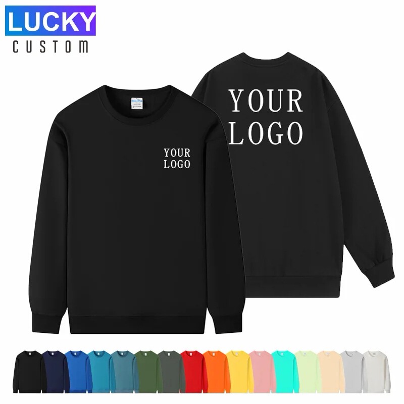 One-Piece Custom Printed Men's and Women's Round Neck Sweatshirts, Loose Solid Color Classic Pullovers, Spring and Autumn Fashion Personalized Streetwear