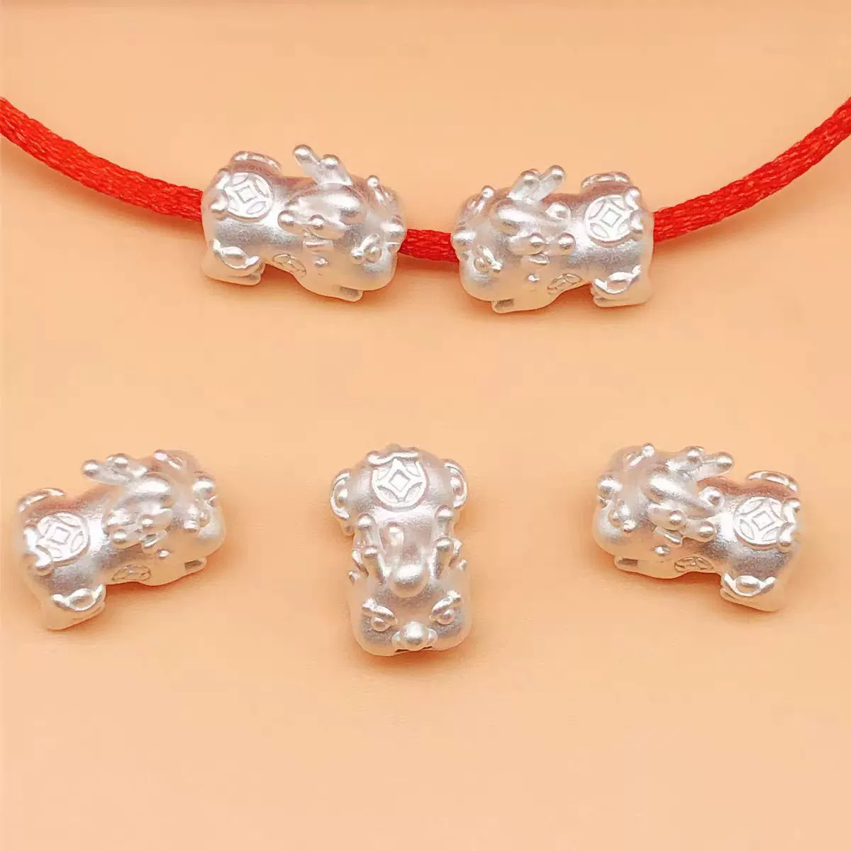 Серебряный браслет для детей, плетеный красный шнур, handmade, образец серебра 999, DIY, 3D