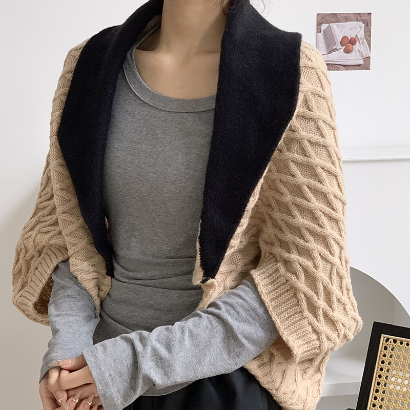 Chal de punto nuevo estilo estilo estilo estilo amplio exterior suelto estilo exterior exterior de alta calidad estilo estilo exterior de color exterior temperamento chaqueta cardigan