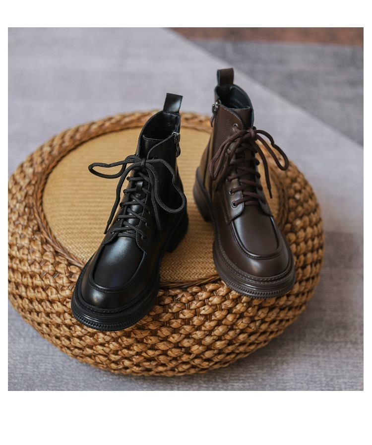 Women's Ankle Boots Brown Plush Lined Versatile Casual Shoes_voghion.com