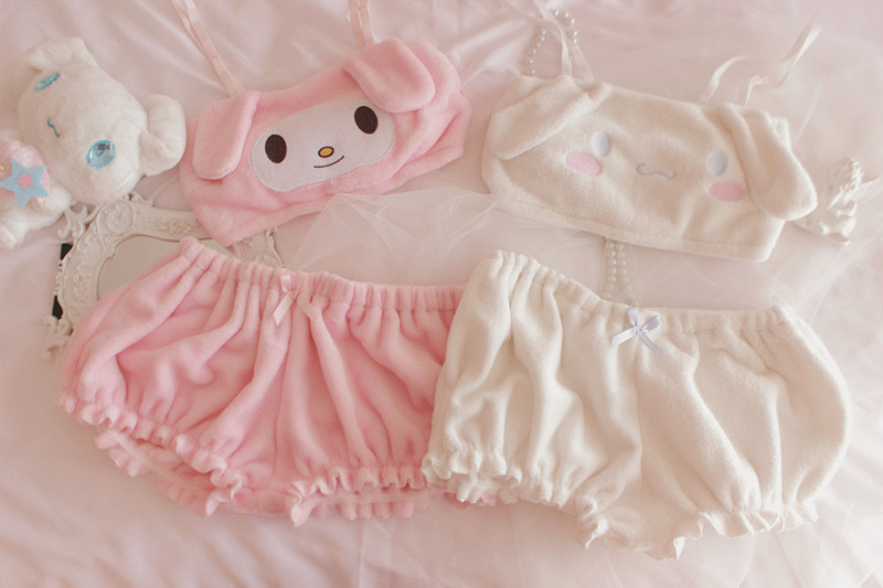 Entrega de una pieza Amazon japonés lindo tubo de dibujos animados traje superior chica ropa interior sujetador hogar