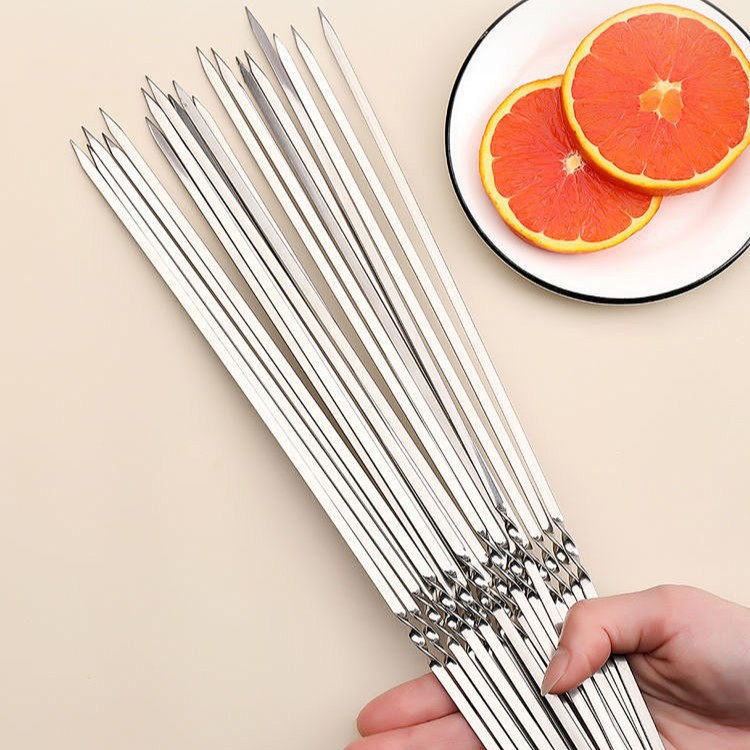 Stainless Steel Flat Skewers for Lamb Kebabs, Household Barbecue Skewers, Outdoor Grilling Skewers, Barbecue Tools, Barbecue Skewers
