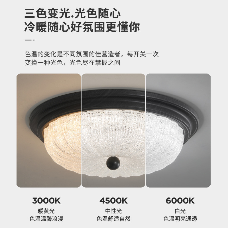 Lámpara de techo de dormitorio de estilo antiguo americano retro country led redonda nueva lámpara de estudio de vidrio de protección ocular de espectro completo