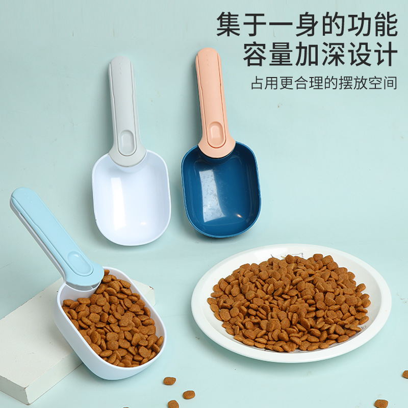 Cuchara de comida para perros cuchara de comida para gatos pala de comida para mascotas con cuchara enlatada clip de sellado gato y perro cuchara de comida especial pala transfronteriza al por mayor