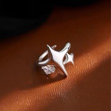 简约几何小钻四芒星耳骨夹男无耳洞耳夹女小众酷复古个性高级耳饰