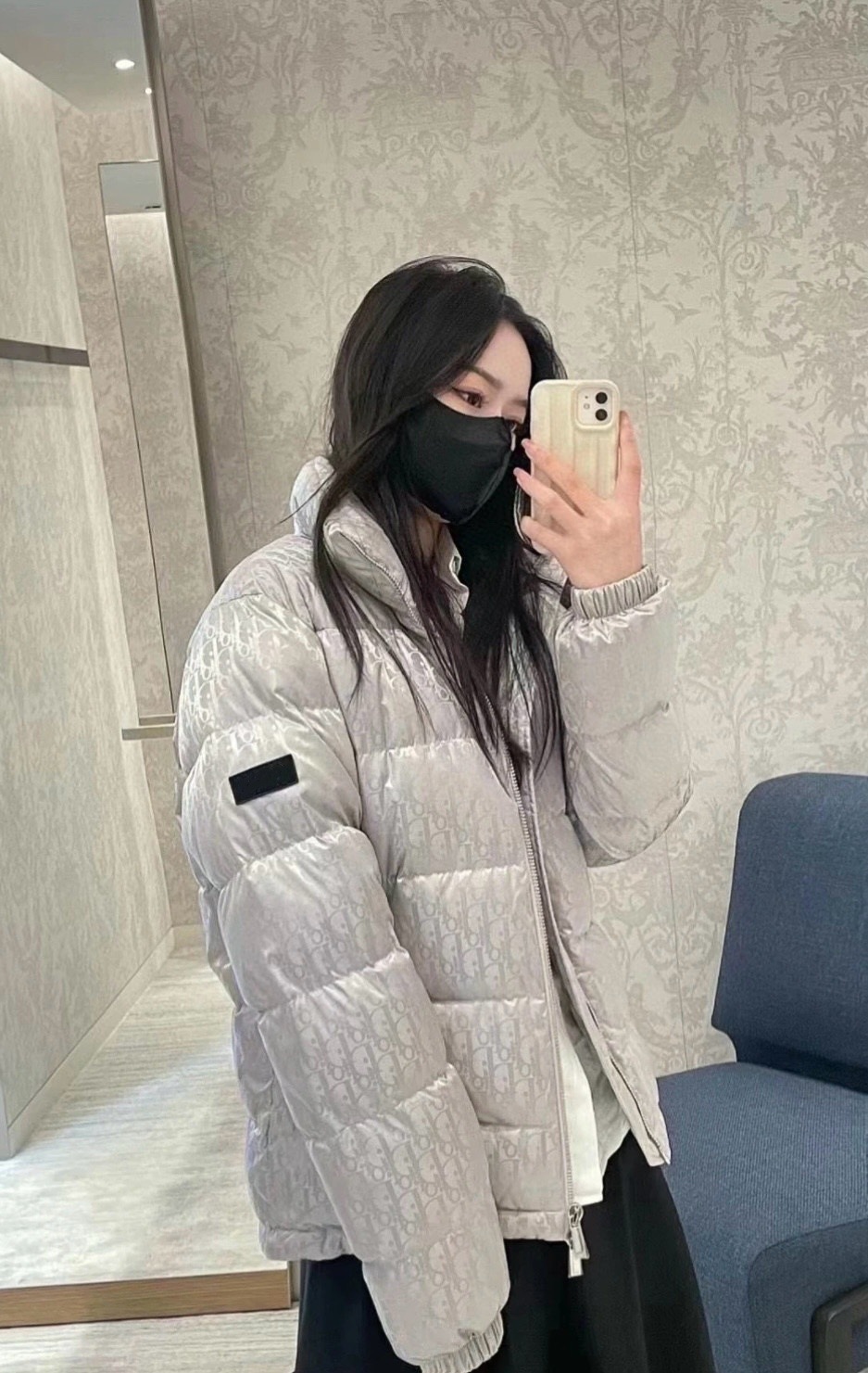 1.1正确版2024秋冬新品情侣款D家暗纹CD满印老花立领羽绒服男女款-阿里巴巴