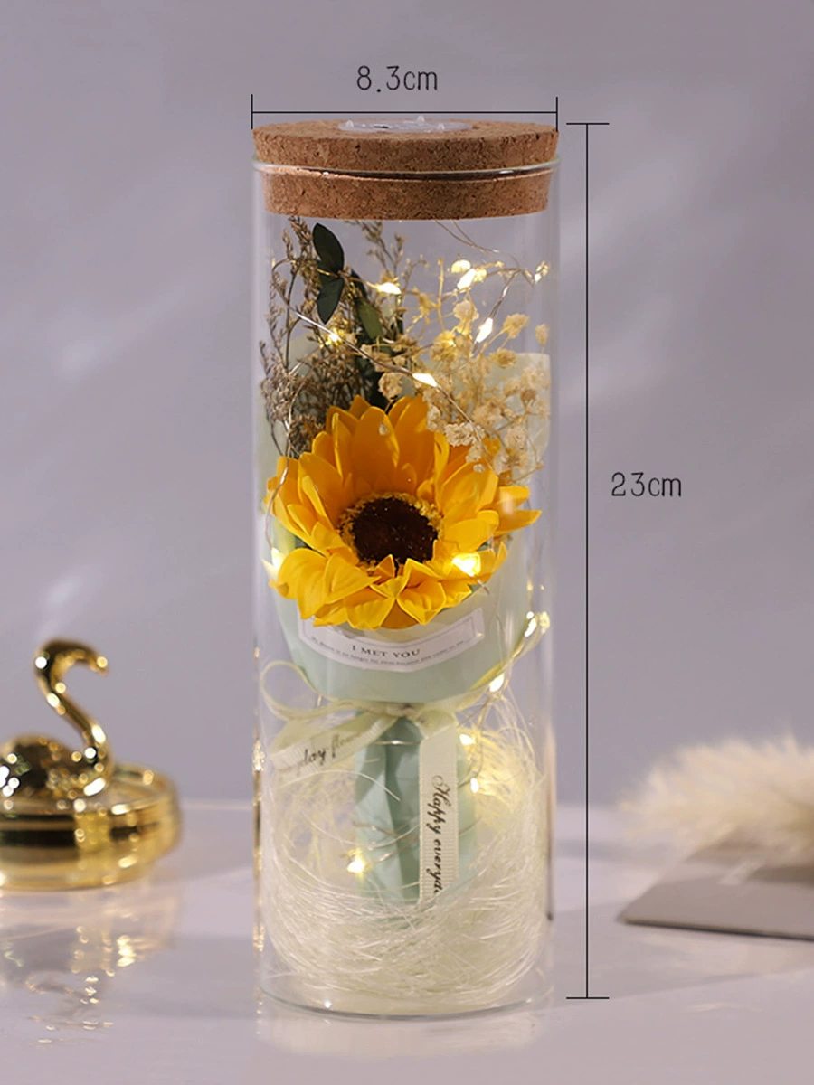 Full Tiantian Dry Flower Bouquet Glass Flower Fireflower Day Gift Female Teacher Send Girlfriend Eternal Flower Rose