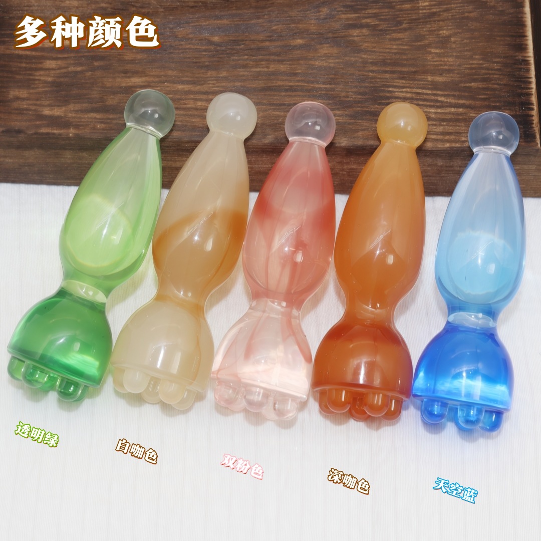 Resin Facial Gua Sha Massage Stick Zhuque Three-Prong Acupoint Tool with Lotus Bud Head for Face Meridian Care and Relaxation key features