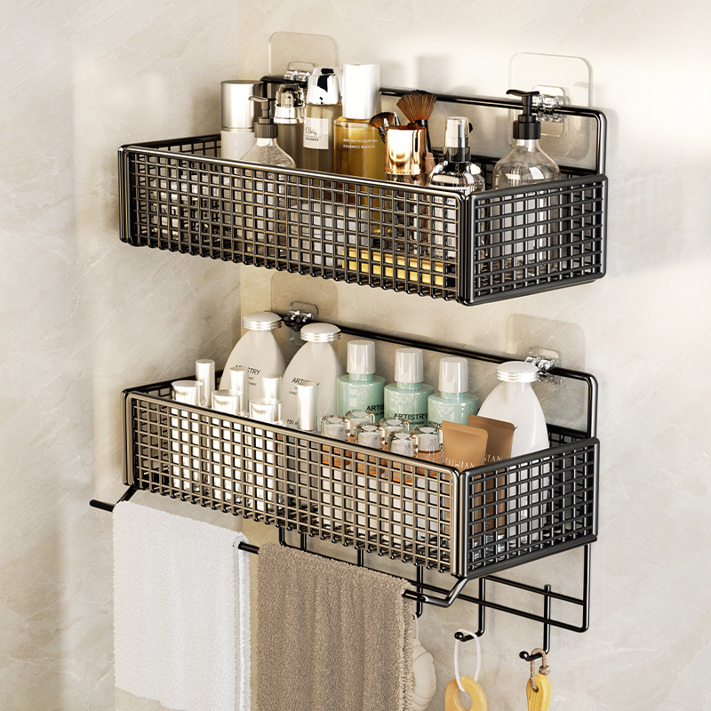 Bathroom rack bathroom towel rack punch-free hotel toilet washstand wall-mounted storage rack