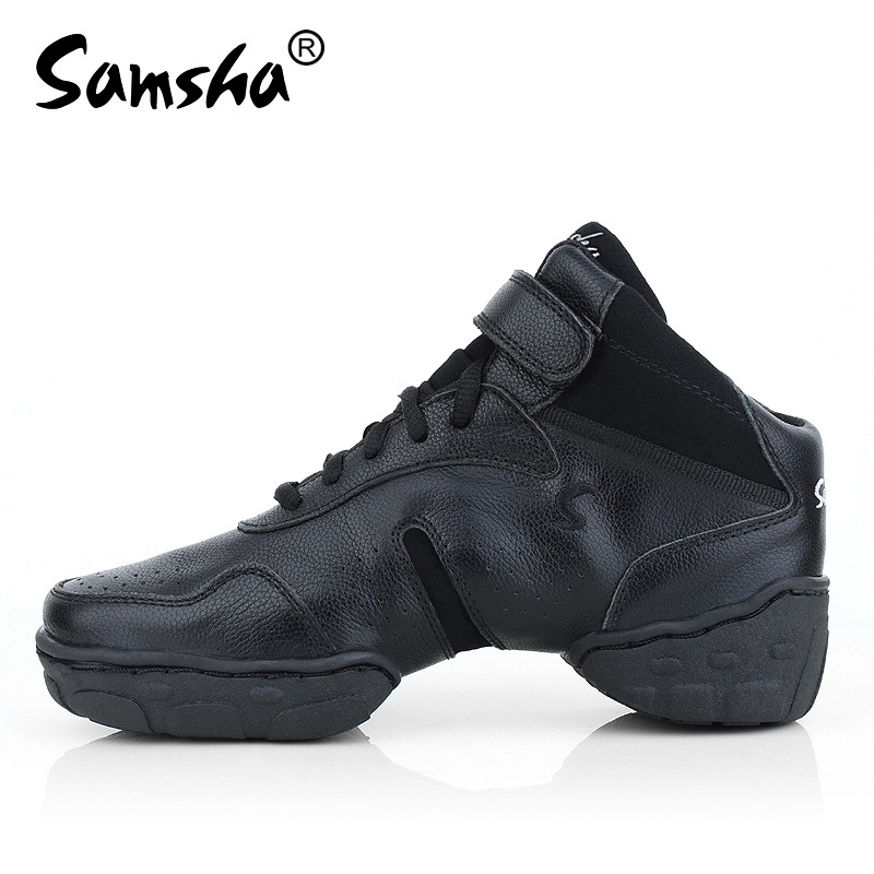 Genuine Leather Modern Cowhide Jazz Dance Shoes for Men and Women, Children's and Girls' Black Soft-Soled Fashionable Dance Shoes for Outdoor Wear