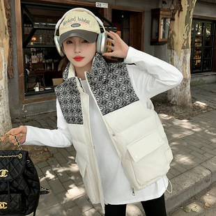 Cross-border European and American Internet Popular Casual All-match Retro Hong Kong-style Short Down Cotton Vest Jacket for Women 2024 Winter Vest for Women