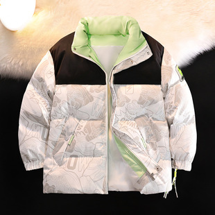 Customized Logo24 Winter Cotton Outwear for Men, Thickeneded with Velvet, Warm Stand-Up Collar, Cotton-Padded Jacket, Korean Style Casual Trend