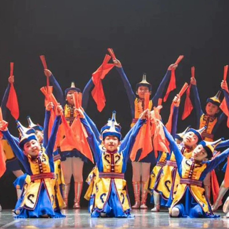 Детские костюмы для танцев в монгольском стиле, стиль Сяохэ, танцевальные костюмы с палочками для еды, танцевальные костюмы с палочками для еды, детские мужские и женские этнические костюмы