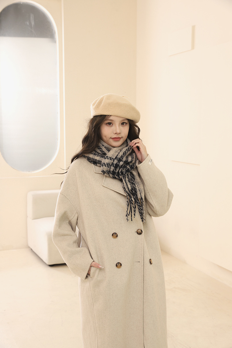 Version coréenne de l'écharpe Qianniao pour femme, polyvalente en hiver, châle à carreaux épais, écharpe haute, cadeau d'anniversaire pour_voghion.com