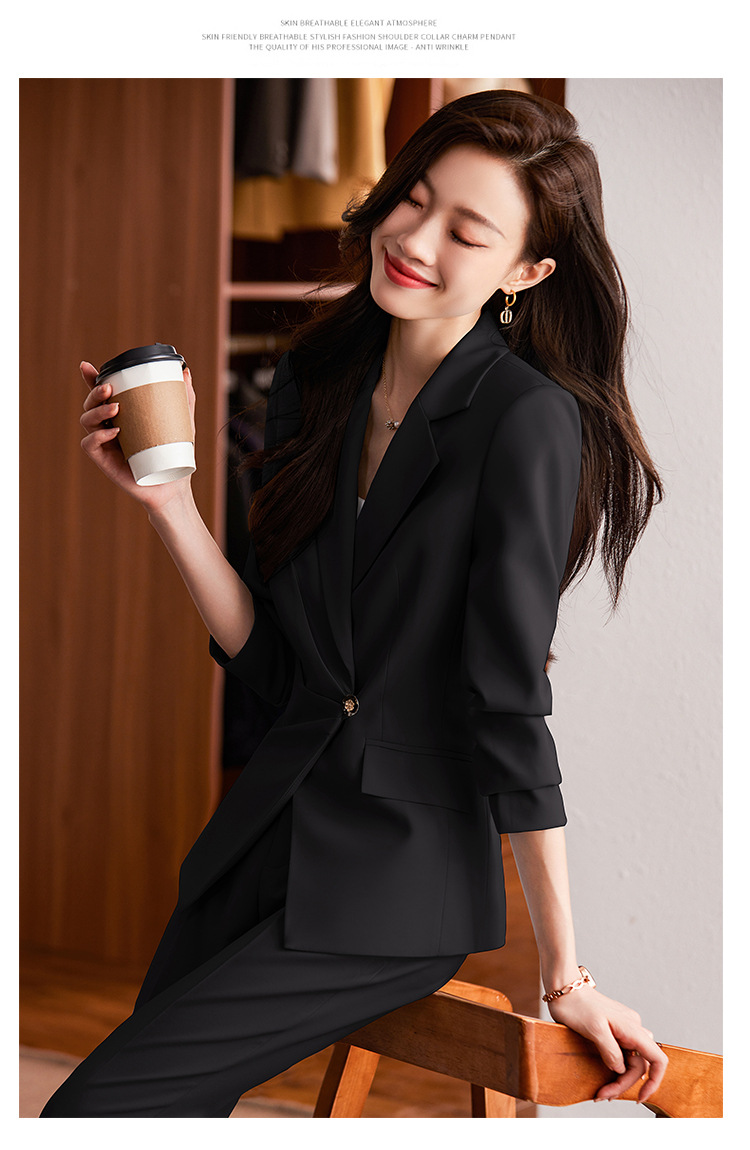 ​​Women's Blue Slim Fit Professional Suit Set - Elegant Blazer & Pants For Office & Formal Occasions​​_voghion.com