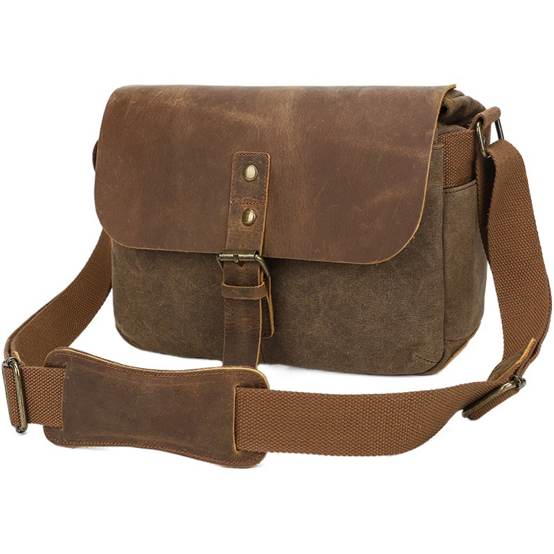2023 New Outdoor Photography Bag Crazy Horse Leather Digital SLR Camera Bag Fashionable Multi-use Single Shoulder Crossbody Camera Bag