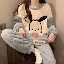 加厚珊瑚绒睡衣女士春秋冬季可爱卡通2024年新款法兰绒家居服套装