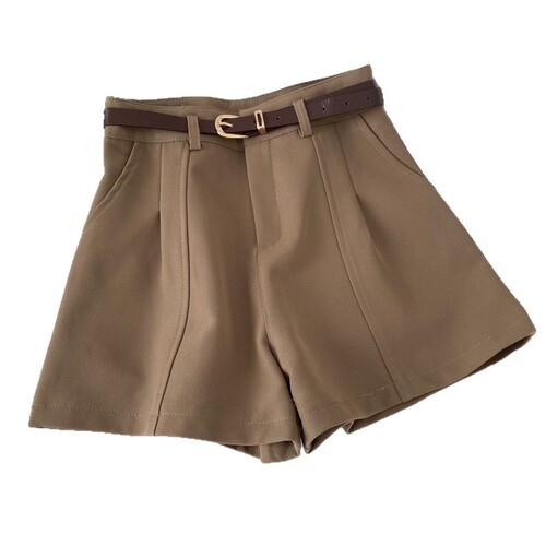High-waisted suit and shorts for women. 2025 spring and autumn new style. Korean style small man looks slimming and high-end a-line wide leg short hot pants.