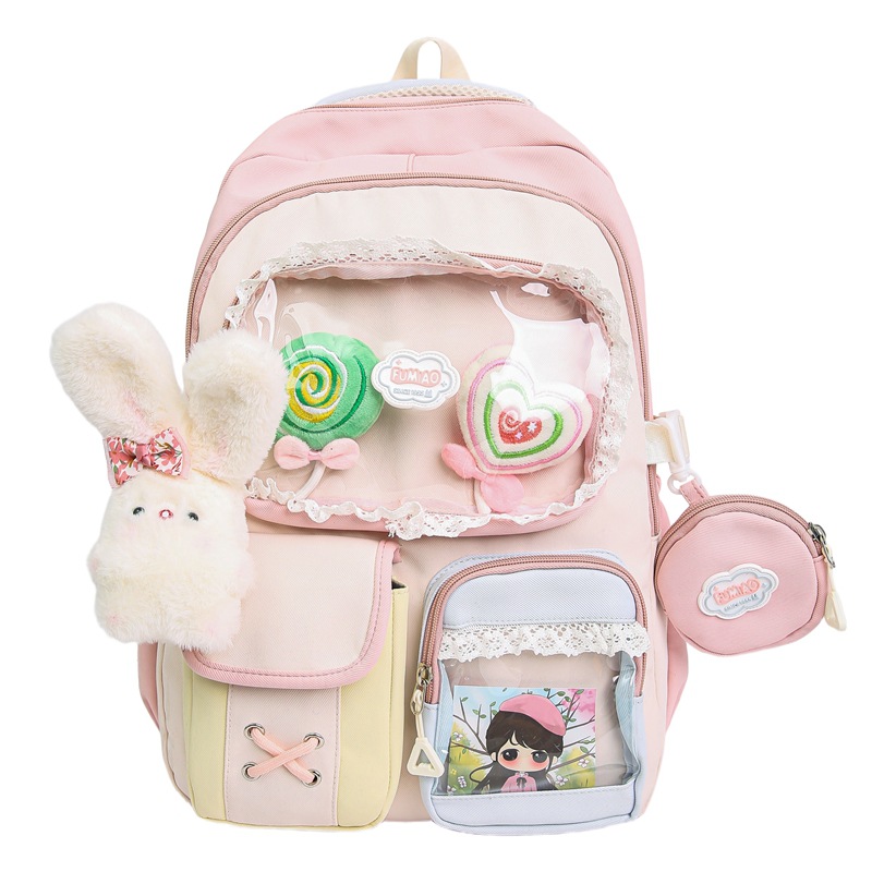Mochila de estudiantes de alto valor facial, mochila de escuela secundaria, mochila multicapa, mochila de dolor dulce, mochila de ocio, mujer