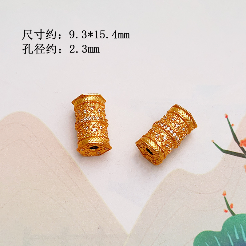 S925 Ancient Gold Sterling Silver Accessories Crystal Bracelet Gourd Spacer Beads Waist Beads Fortune Tassel Pendant Bracelet Pendant