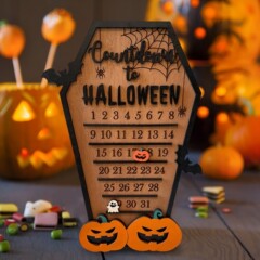 国境を越えたハロウィーンカレンダーカウントダウンカボチャコウモリ木製装飾品壁面装飾家庭壁木製看板