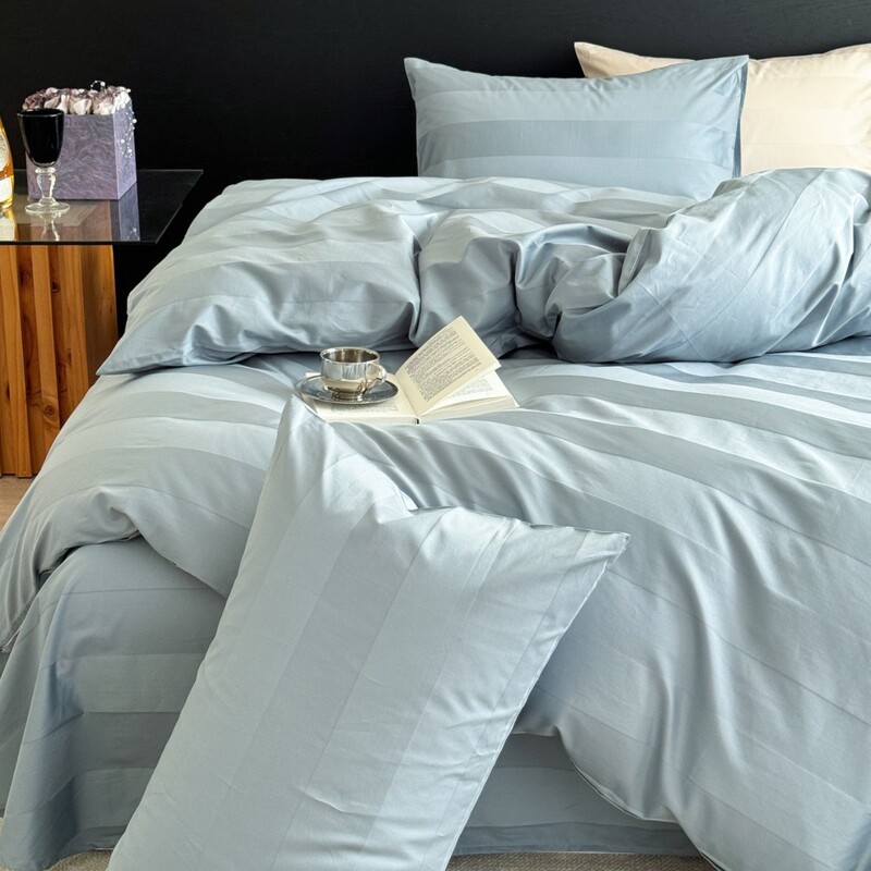 Japanese Style Simple Cotton Long-staple Cotton Satin Cotton Satin Four-piece Striped Casual Soft Bedding Japanese Style Simple Cotton Long-staple Cotton Satin Cotton Satin Four-piece Striped Casual Soft Bedding