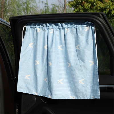 Car sun shield sunshade heat Car curtains - striped-blue-rabbit