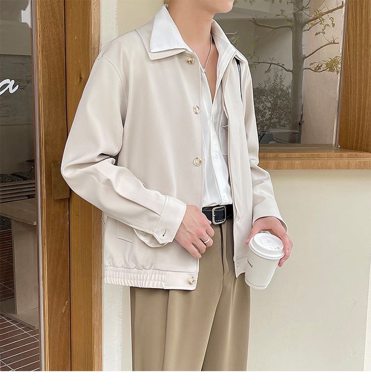 Men's Casual Workwear Blazer, Mature Style Turn-down Collar Jacket_voghion.com