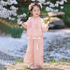 女童新中式夏季薄款2025新款儿童古风改良汉服唐装裙裤套装中国风