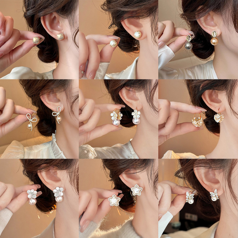 Silver Needle High-End Zircon Niche Pearl Earrings for Women, Vintage Style Earrings, Versatile Fashion Ear Accessories, Wholesale Pearls