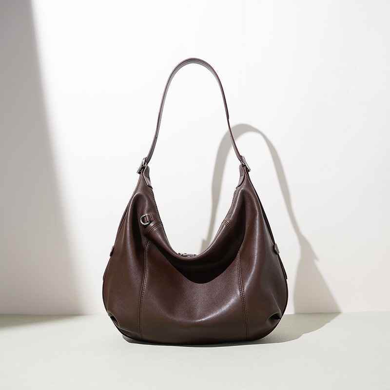 Effortless Chic Versatile Genuine Leather Tote Bag For Women - High-End Large Capacity Commuter Bag, Fashionable Underarm Crossbody Shoulder Bag