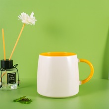 简约搪瓷创意马克杯纯色釉陶瓷杯咖啡茶水杯家用便宜广告礼品杯子