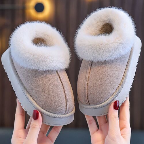 Children's snow boots, cotton shoes, cotton slippers, bags and heels, autumn and winter new style indoor and outdoor fluffy shoes for small, medium and small children