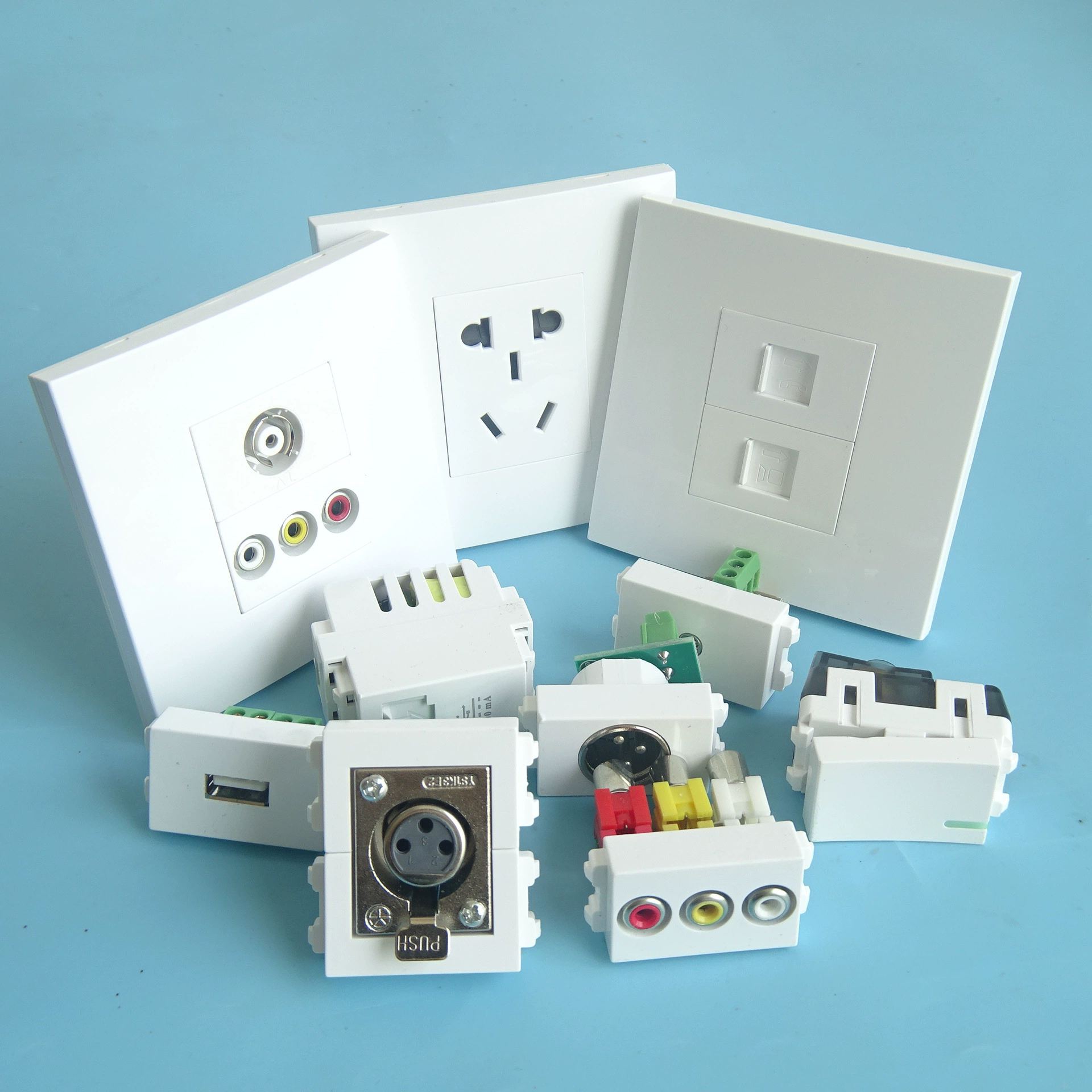 Type 86 two -bit with 128 HDMI welding module VGA band line directly insert multimedia wall socket panel
