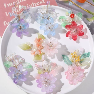 汉服发饰超仙水晶铃兰花朵diy手工编织串珠发夹发饰耳饰材料批发