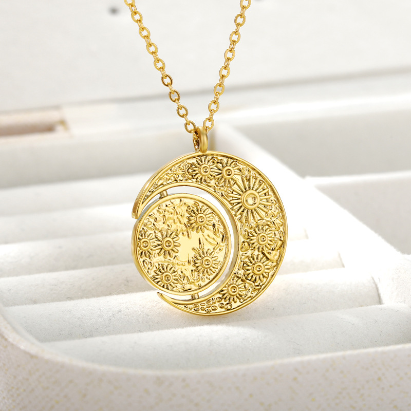 fashion sun and moon combination copper necklace wholesale